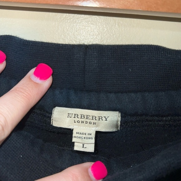 Burberry Flare Low Rise Sweatpants Black Nova Check Stripe Women's Large - Picture 3 of 4